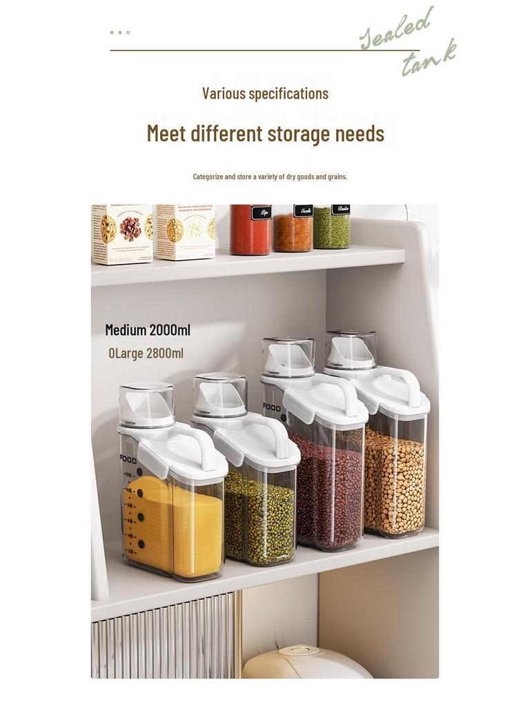 Household Airtight Mixed Grain Storage Container, Plastic Kitchen Canister for Food, Dried Fruits, or Rice