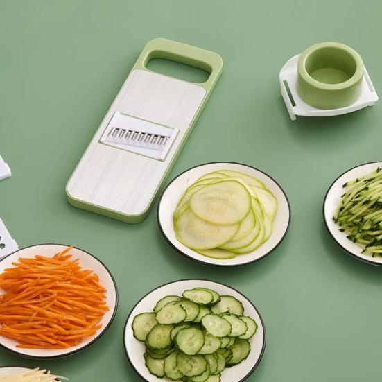 Vegetable Chopper Wave Cutter Chipper Stainless Steel Mandoline Slicer with Food-Grade Blades Hand Guard Kitchen Tools for Julienne Dicing