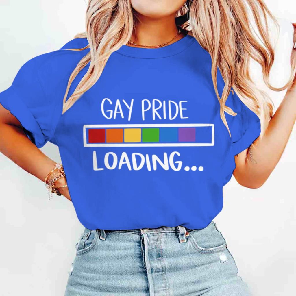 Gay Pride Loading Print T Shirts Casual Summer LGBT Women Men Tshirts Short Sleeve Lesbian Bisexual GAY Streetwear Gifts