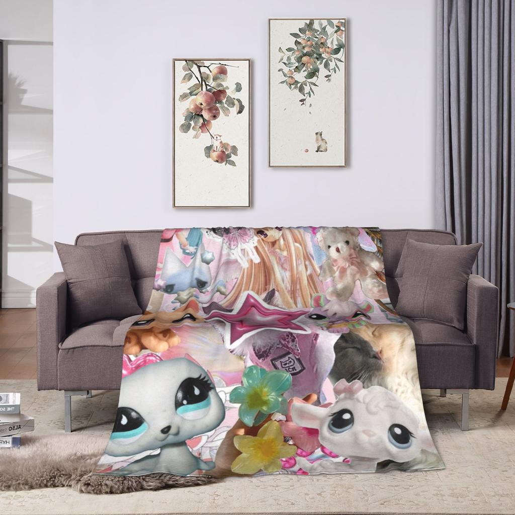 Littlest Pet Shop Warm Soft Blanket Children Plush Bedding Throws Street Trend Couch Chair Flannel Bedspread Sofa Bed Cover
