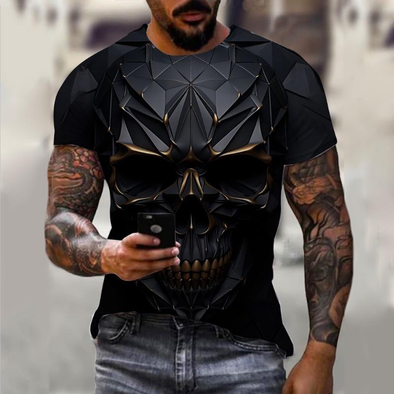 Men's T-Shirt For Men Horror Skull 3D Print Men's Tops Summer Short Sleeved Male Pullover Oversized Top Casual Men'S Clothing