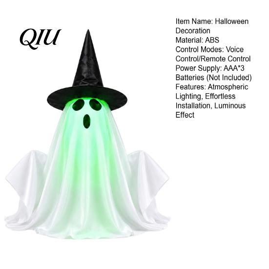 Leuchtende Veranda-Dekoration Elektrisch hebender Halloween-Geist mit Stimme/Fernbedienung, Interaktiver gruseliger Gartenbaum Spuk-Ornament Geist, Leuchtend
