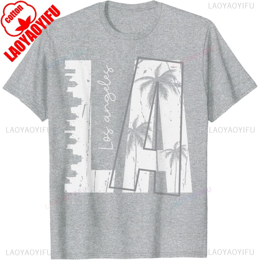 Los Angeles TShirt Cities and Palm Trees Creative Silhouette Tshirt Fashionable Street Wear Shirt Men Women Cotton Tee Tops