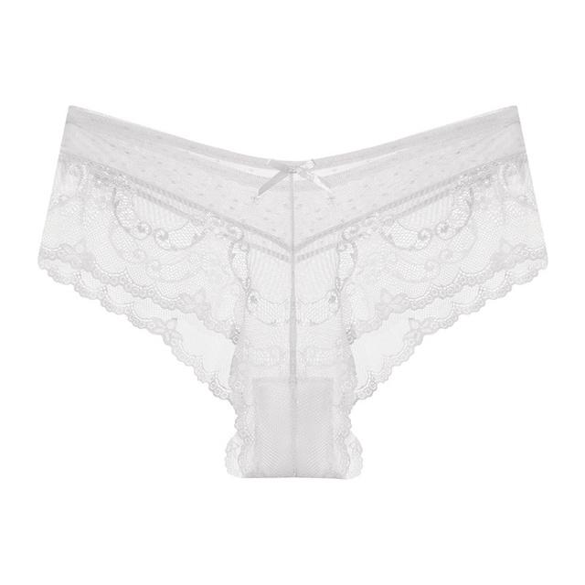 Dünne Mesh-Blumen-Stickerei-Spitze-Damenunterwäsche, transparente Versuchung, sexy Höschen, durchsichtige nahtlose Slips
