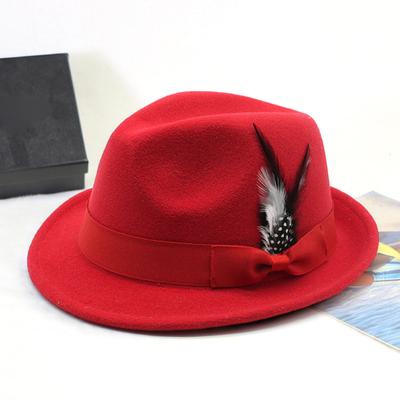 Cappello Fedora da Uomo Yousheng Decorazione Piuma e Fiocco Cappello di Feltro Vintage a Tesa Corta Colore Solido Cappello Panama da Donna Cappello Floscio Anni '20 per Indossare Tutto il Giorno