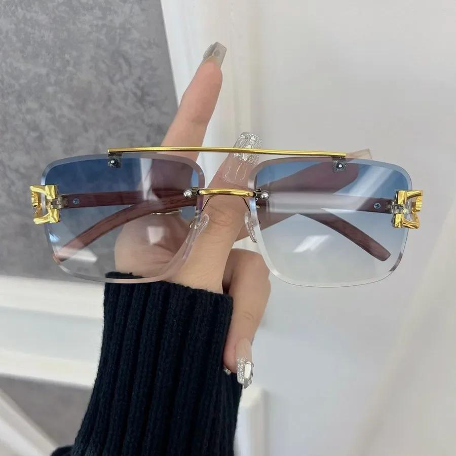 Personality Square Sunglasses Women Men Rimless Sun Glasses Female Male Designer Brand Classic Travel Outdoor