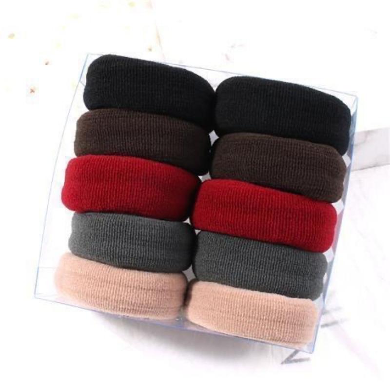 10Pcs High Elasticity Thickened Hair Rope Adult Hair Ring Simple Hair Accessories Seamless Black Rubber Band