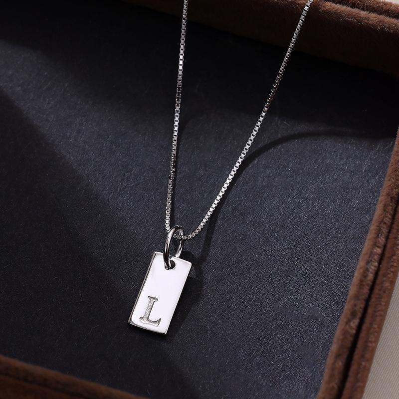 Banyan Tree Sterling Silver Square Letter Pendant Necklace