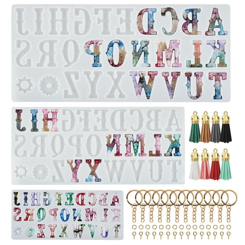 Glossy Silicone Resin Molds English Alphabets Earrings Mold DIY Keychain Pendant Jewelry Epoxy Resin Crafting Mold