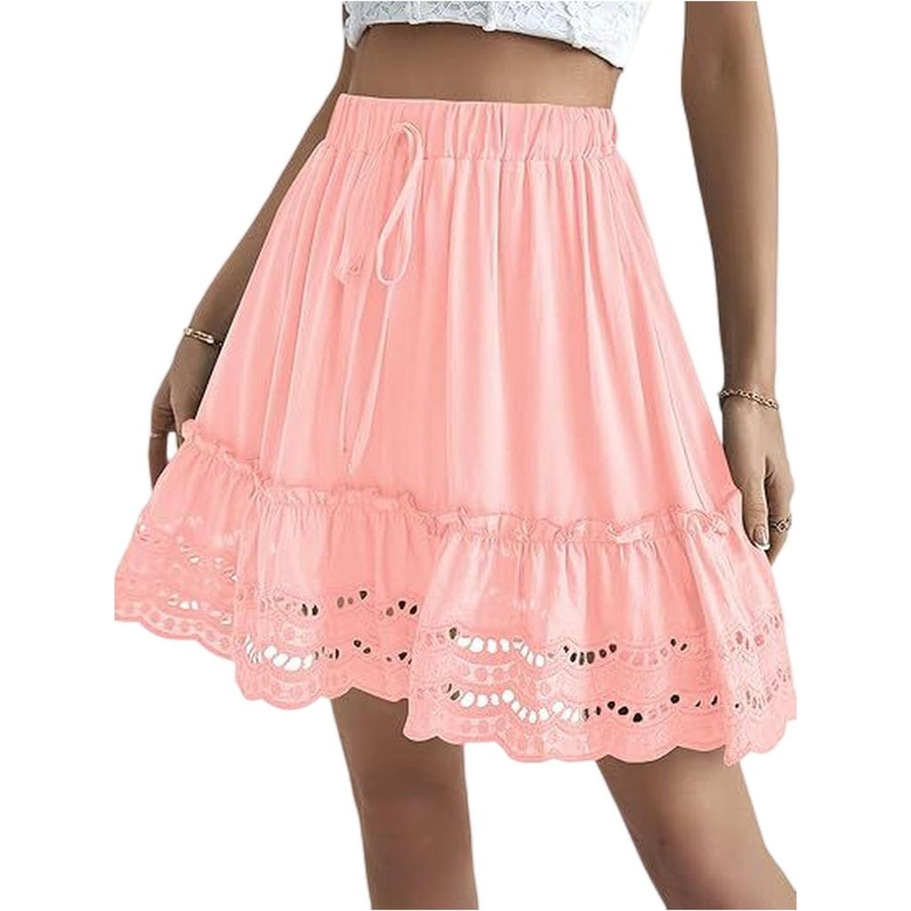 Women's Patchwork Lace Short Skirt, Girls' Summer Half-skirt