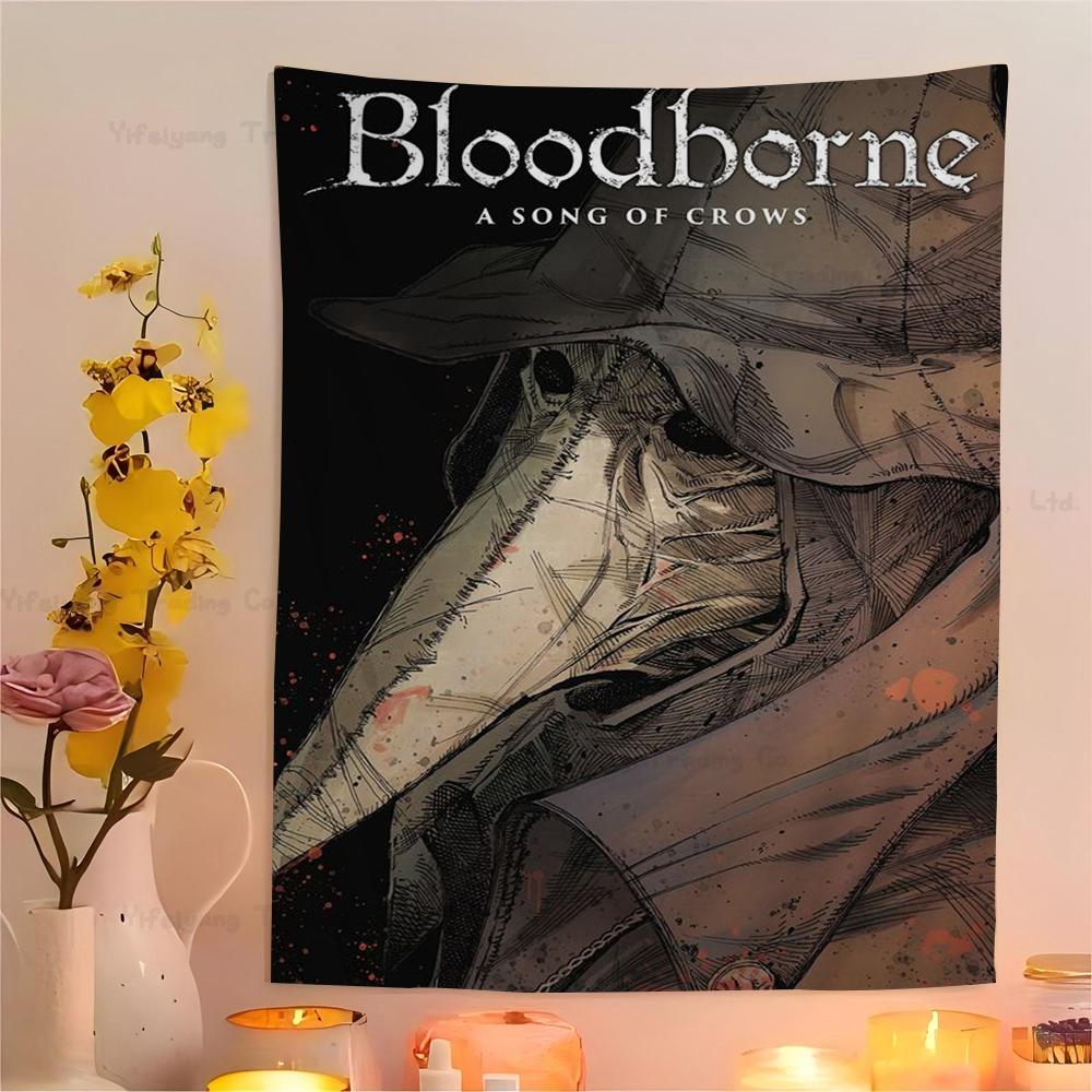 Klassisches Spiel Bloodborne Buntes Wandbehang Hippie Blume Wandteppiche Schlafsaal Dekor Wandkunst Dekor