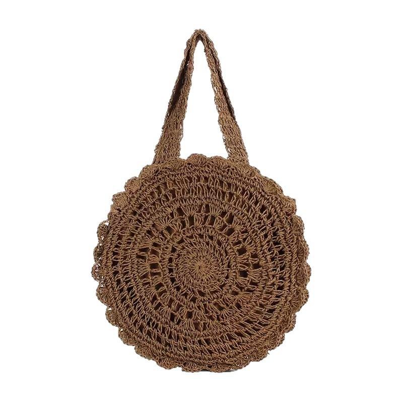 New lace hollow straw bag handwoven bag large capacity tote bag women's seaside vacation shoulder beach bag
