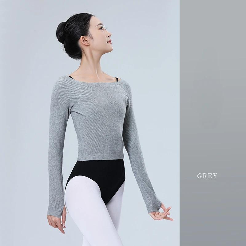 Autumn and Winter Women's Ballet Dance Training Clothes One-shoulder Sweater Adult Modern Dance Long-sleeved Pullover Warm Tops