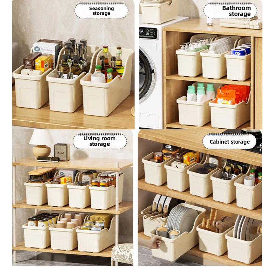 Plastic Organizer Bins, Tall Under Sink Organizer with Handle for Kitchen, Bathroom Pantry Kitchen Organizers Storage Baskets