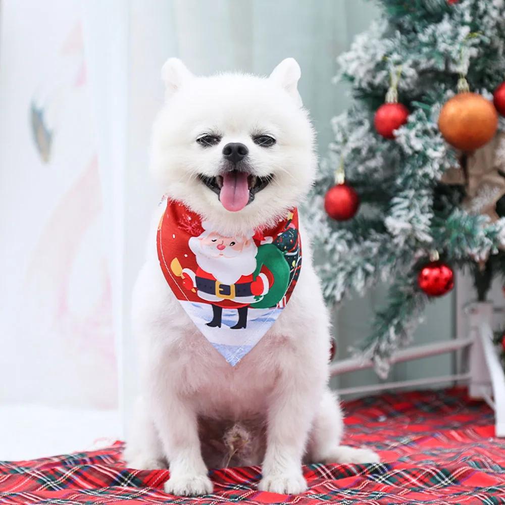 Christmas Dog Bandanas Santa Claus Dog Scarf For Boy And Girl Pet Holiday Bandana For Small Medium Dogs Puppy Triangular Bandage