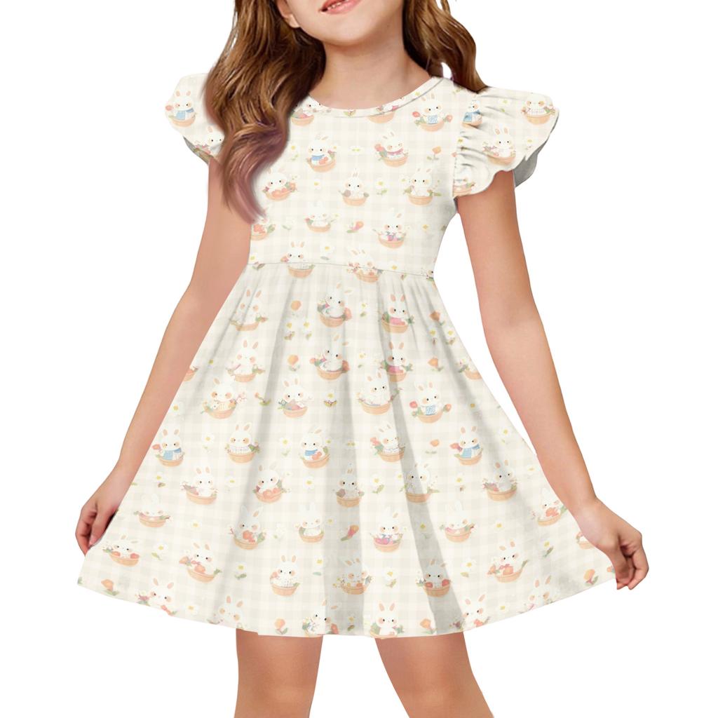 Girls' Summer Princess Dress - A-Line T-Shirt Dress Easter Day