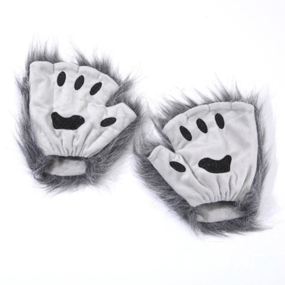 Polyester Bärenpfoten Handschuhe Halbfinger Katzenpfoten Fäustlinge Raubtierkralle Halloween Handschuhe Cosplay