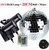 Disco Ball with Motor 8/10/12" Hanging Mirror Ball Rotating Motor with RGB Pinspot Lamps for Club Disco Party Wedding Decor