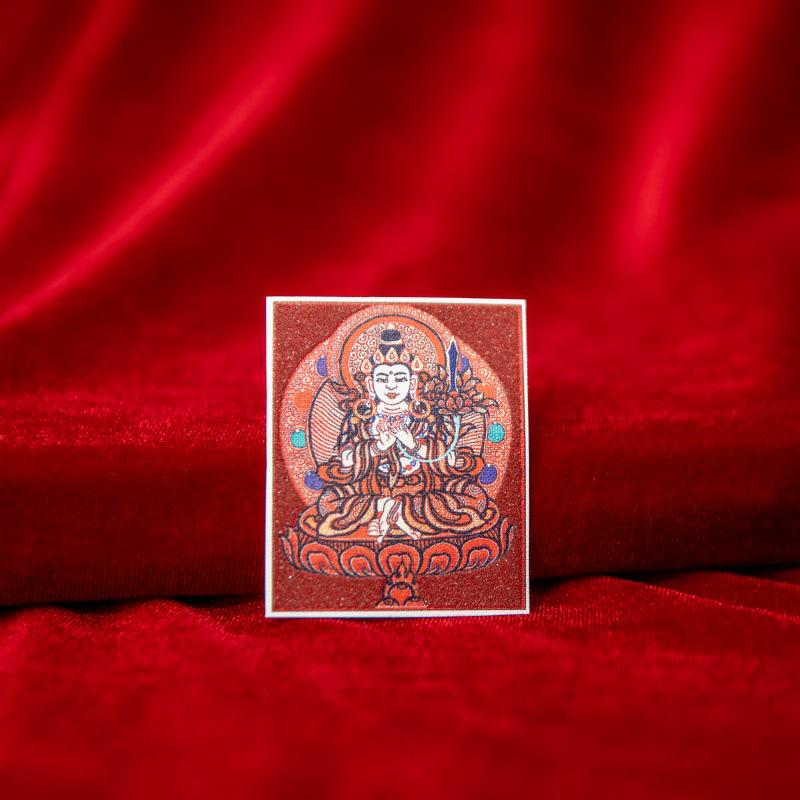Tibetan Eight Protectors Cinnabar Mineral Sand Thangka Painting Core 4X5 - Birth Year Buddha