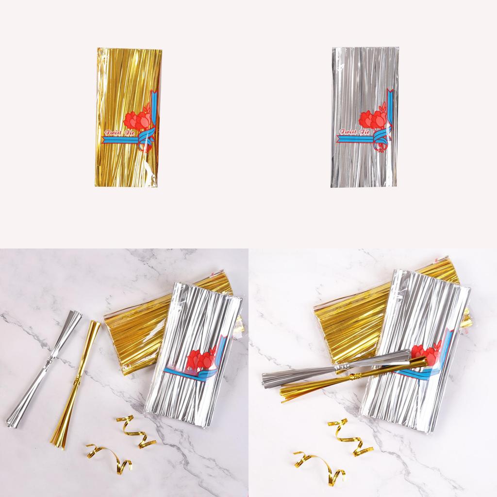 15cm Long Candy Twist Ties Gold And Silver Metallic Wire For Gift Packaging And Baking