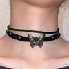 Women Men Cool Punk Choker Necklaces Bracelet Gothic Butterfly Pendant Biker Choker PU Leather Collar Sexy Jewelry Gift