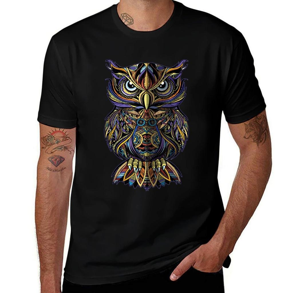 Geometric Owl Art Wise Angry Owl Tshirt Ultra Soft Breathable Tee Top Tshirt