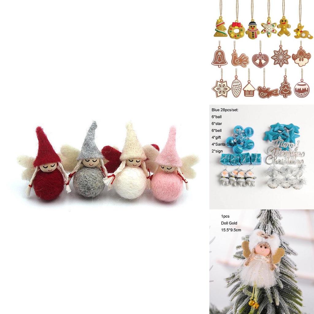 Colecție de Ornamente de Crăciun Frumos Lucrate Manual cu Designuri Unice din Feutru și Lemn pentru Decorarea Casei