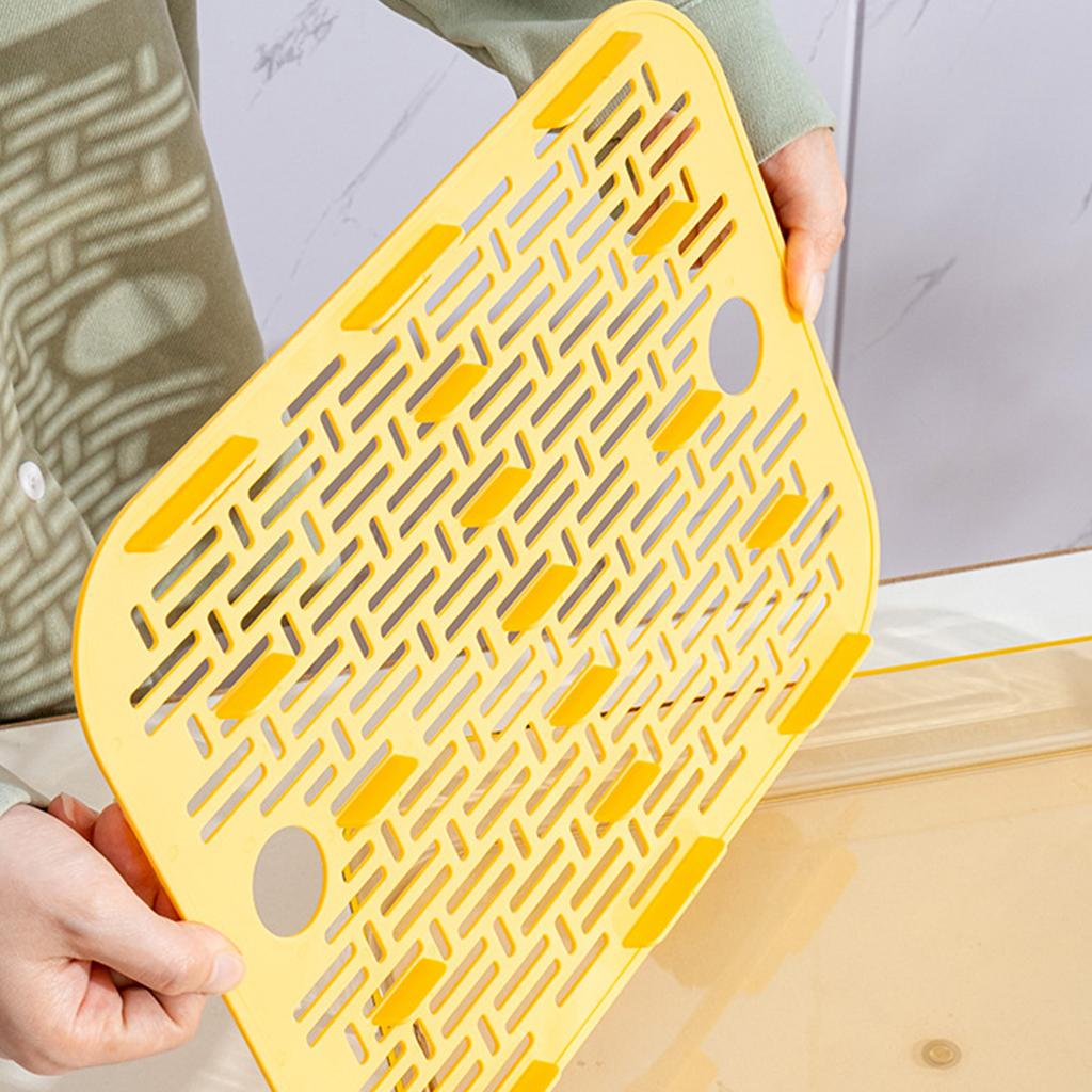 Dish Drain Tray Clear Rectangular Simple Appearance Plastic Double Layer Tea Tray for Kitchen Living Room