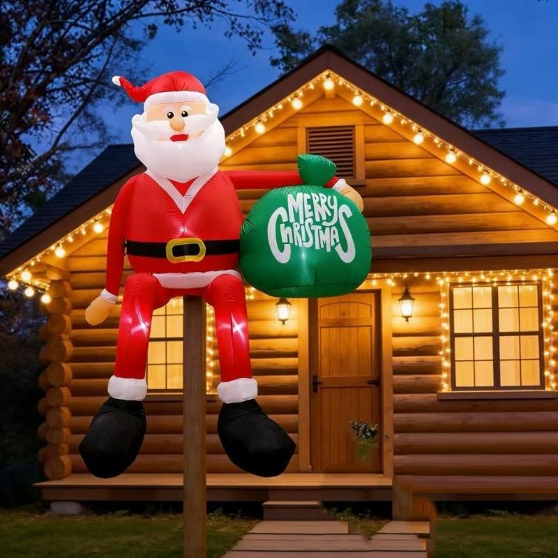 Electric Inflatable Santa Decoration with 110 V US Power Specification and Sitting Holiday Figure for Outdoor Christmas and Shop Window Displays