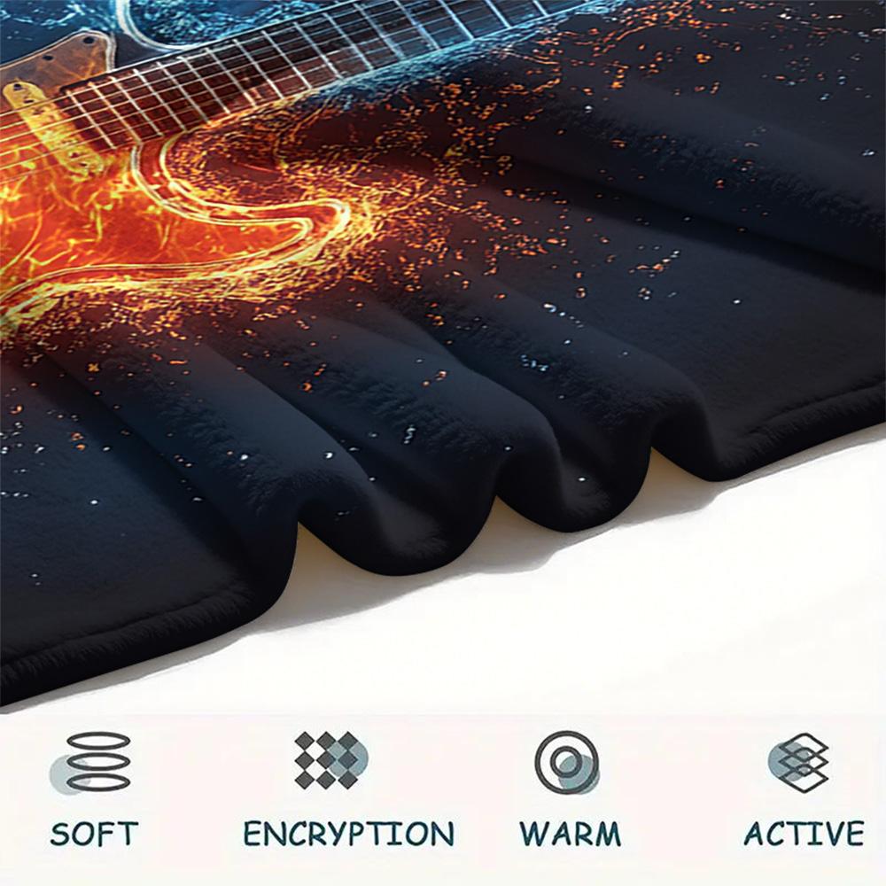 Guitar Print Flannel Blanket, High Quality Comfortable for All Seasons, Home Decor, Warmth and Comfort, Perfect for Christmas Gifts