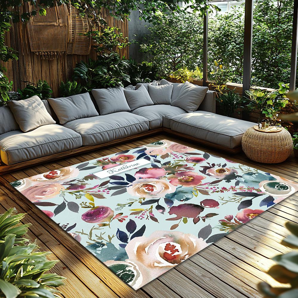 Floral Area Rug Washable Non Slip Indoor Outdoor Mat Home Decor Kitchen Carpet Modern Abstract Design Living Room Floor Covering