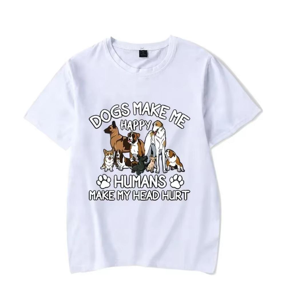 Harajuku Men's T-shirt Dogs Make Me Happy Humans Make My Head Hurt T Shirt Graphic Tshirt Streetwear Fashion Men's Brand Shirts