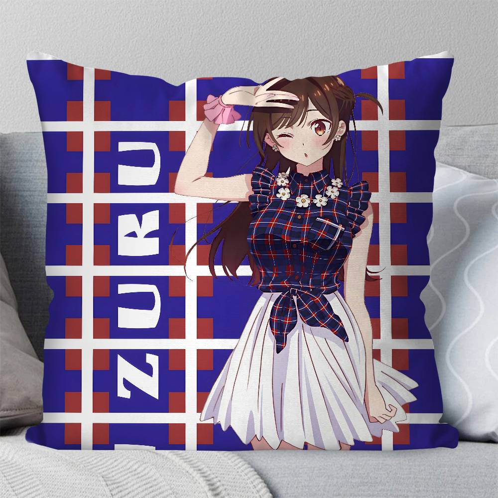 Mizuhara Chizuru Anime RentAGirlfriend Pillow Case Fashion Square Pillowcase Bedroom Sofa Room Ins Decoration Leisure