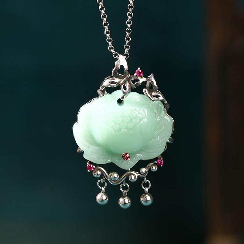 

Guochao New Chinese Classical Tassel Necklace with Butterfly & Lotus Design - Light Luxury Hanfu Jewelry. Electroplated Thai Silver Technique