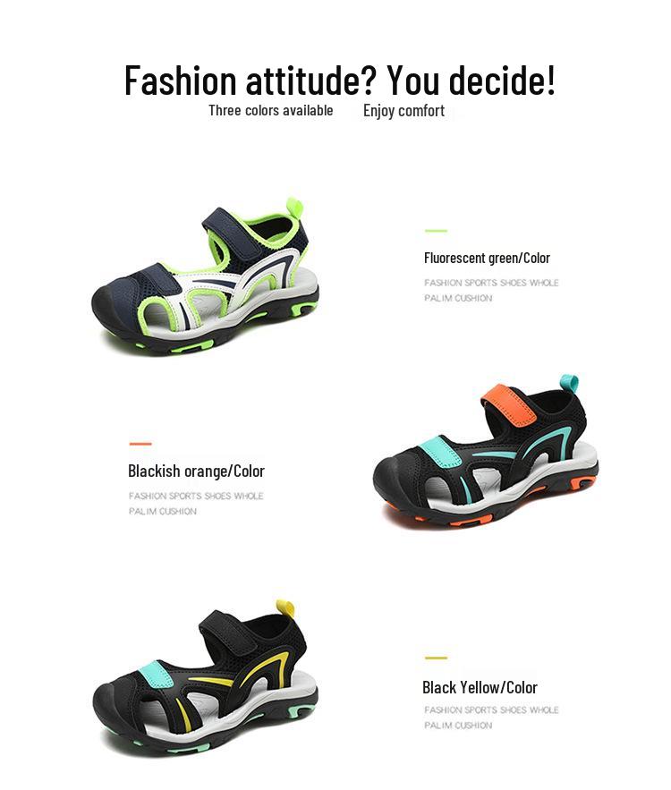 Baotou Kids' Non-Slip Breathable Korean Style Sandals - Fashion Beach & Sports Shoes for Boys