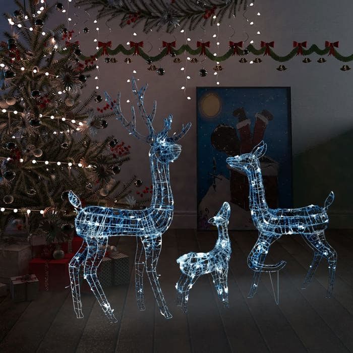 VidaXL Famille de Rennes de Décoration Rennes Lumineux Décoration de Noël Jardin Patio Arrière-cour Extérieur Intérieur 329794