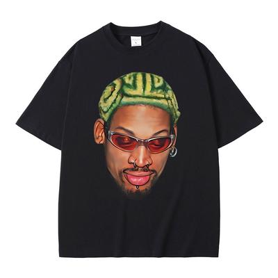 The Worm Dennis Rodman Hoofd Grafisch T-shirt Heren Vintage Oversized Basketbal Jongens T-shirt Heren Hip Hop Mode Straat T-shirts