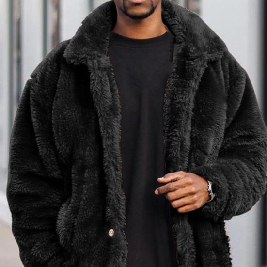 Vinterjacka Enfärgad Plysch Förtjockad Varm Herrrock för Vardagsbruk