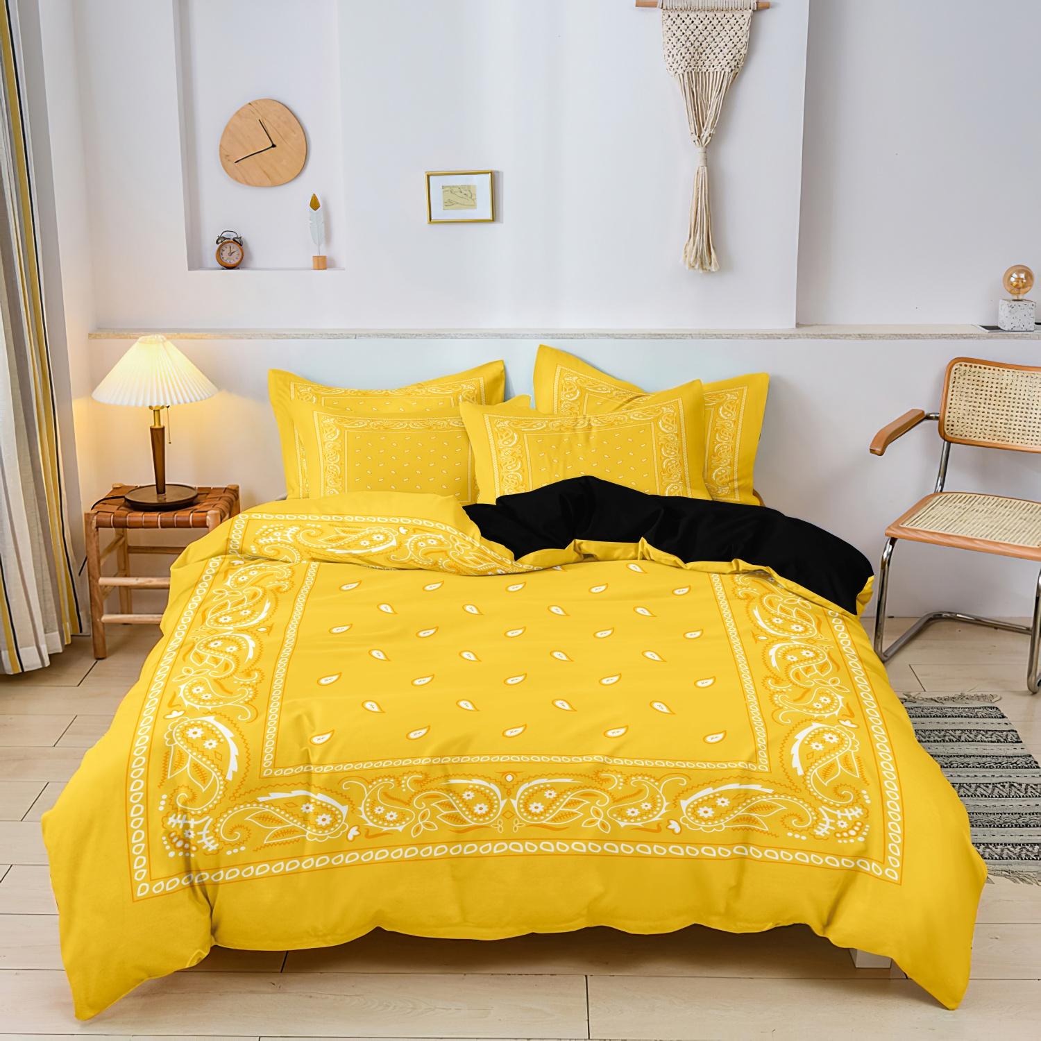 3Pcs Queen Duvet Cover Set,Bohemia Red Duvet Cover Set Bedding, Paisley Elegant Duvet Cover, Retro Style Bedding For Bedroom AU Single-140x210cm