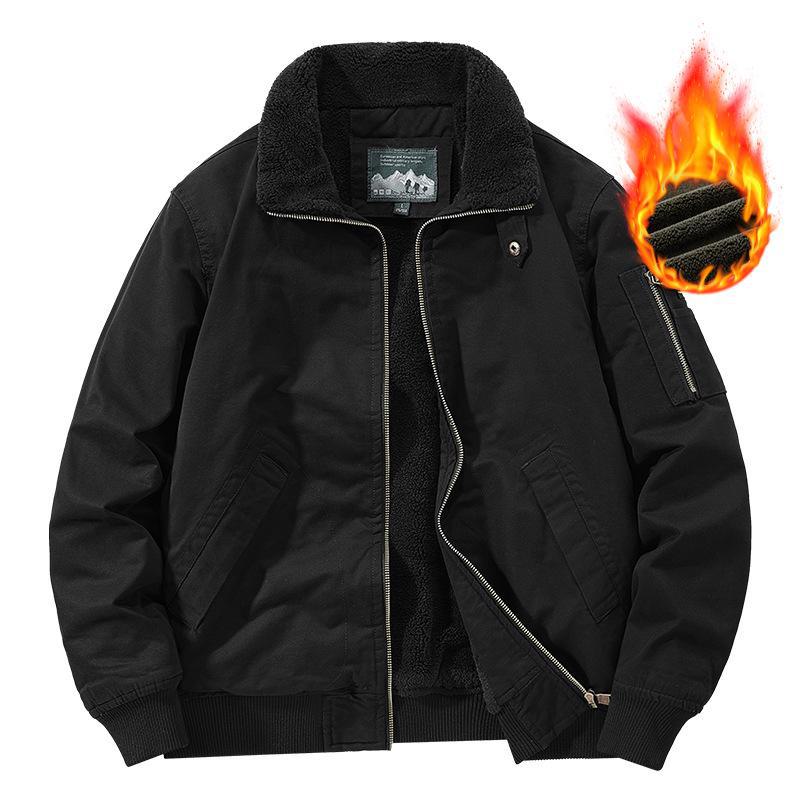 

Мужская зимняя теплая куртка-пилот высшего качества - хлопок плюс бархат Верхняя одежда Рабочая одежда 4XL чёрный