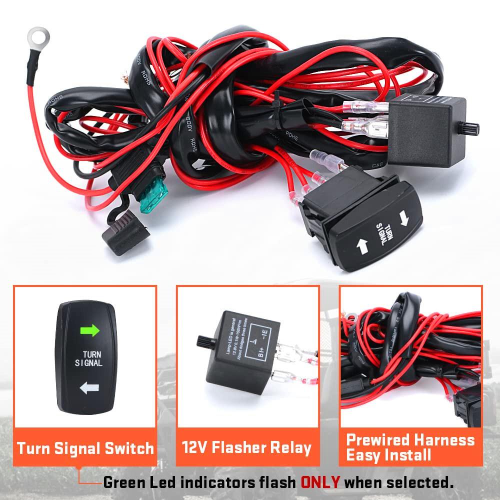 ATV UTV LED Turn Signal Light Kit Switch Relay Harness For Polaris Can Am Honda
