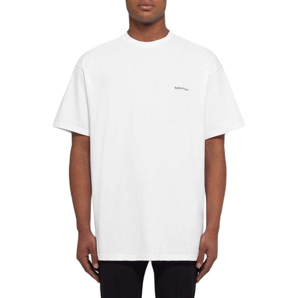 Balenciaga Small Logo Print Regular Fit Cotton T Shirt 556151TYK289000