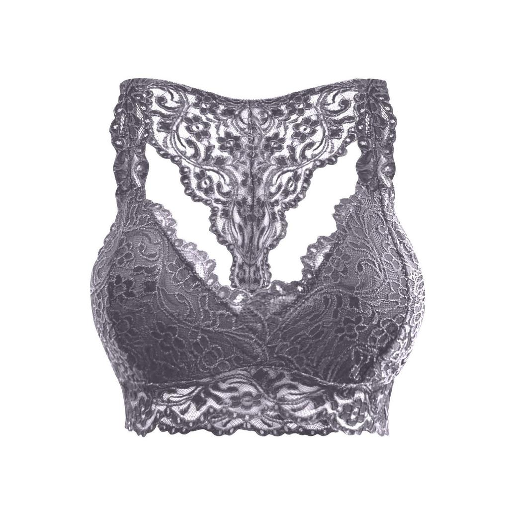 Lace Bralette with Removable Padding Wireless Design Floral Pattern Soft Fabric Stretch Fit Comfortable Support