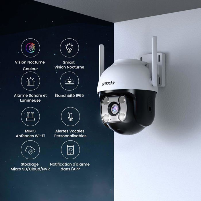 Camera IP - Tenda - CH3 - 1080P - Vision Nocturne - Détection de Mouvement