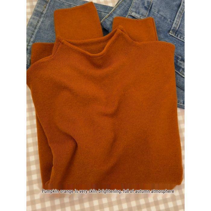 Women's High Neck Grey Knit Sweater - Soft, Stylish Fall/Winter 2026 Base Layer