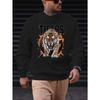 Casual Stylish Sweatshirt With Male Tiger Pattern.