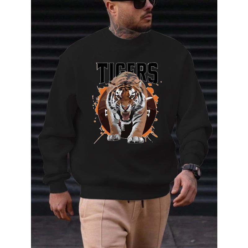 Casual Stylish Sweatshirt With Male Tiger Pattern.