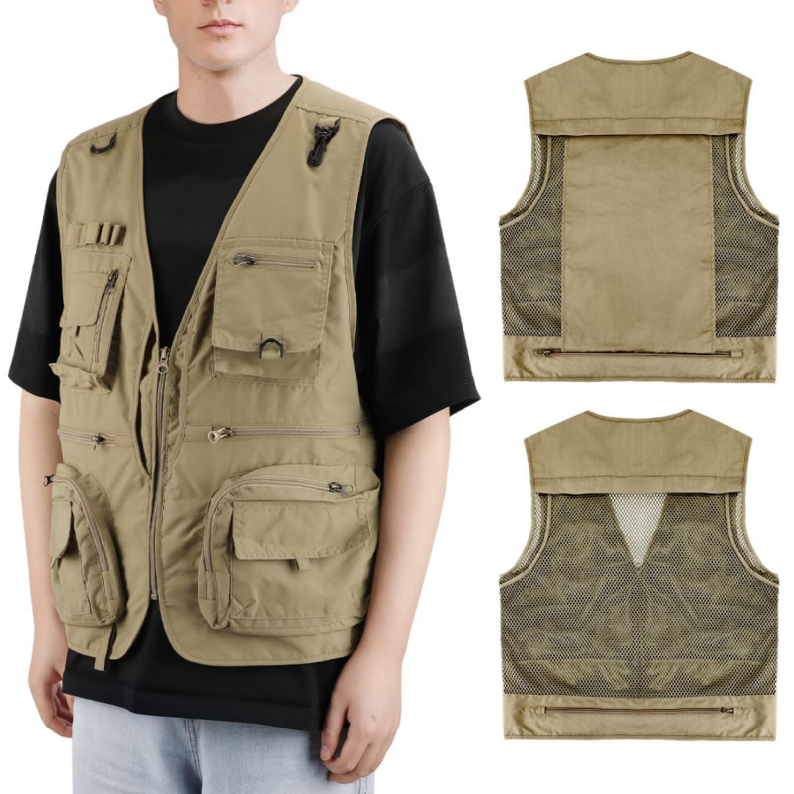 

KOMCLUB Рыболовный Фотограф Стильный Сетчатый Жилет для Катастроф и Активного Отдыха Мужской Жилет с Множеством Карманов, Жилет, Многофункциональный, Дышащий,