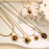 Maillard Style 18k Gold Irregular Tiger's Eye Pendant Necklace