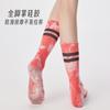 Non-Slip Yoga Socks Women Mid-Calf Cotton Blend Pilates Indoor Workout With Tie-Dye